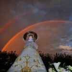 Arcoíris en la procesión de regreso de Nuestra Señora del Val desde su ermita